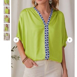 ❤️❤️ Simple Flavor Geo Tape Panel Batwing Sleeve Blouse❤️❤️